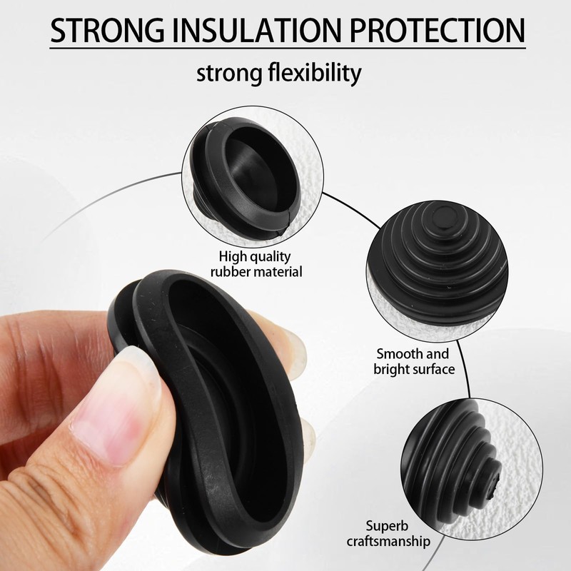 Duronge Pack of 60 Cable Grommets, 10 mm/20 mm/25 mm/30