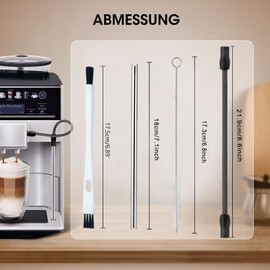 Ahaimy Stainless Steel Milk Tube, Milk Hose, Milk Hose Brush, for Siemens EQ6 Plus ExtraKlas/Plus s700/s300, EQ7 Plus, Bosch VeroAroma Fully Automatic Coffee Machines