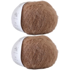 Lerchiyar Snowbaby Wool Acrylic Blend Long Pile Yarn,(Worsted) Warm and Luxurious Fuzzy Yarn for Knitting and Crocheting DIY Hats Scarves Sweaters, 2 * 3.52oz/100g 207yds(03-Camel)