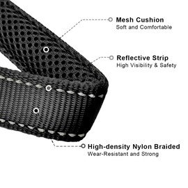 Mycicy Reflective Dog Choke Collar, Soft Nylon Training Slip Collar for Dogs in Black 22", Wide 1"