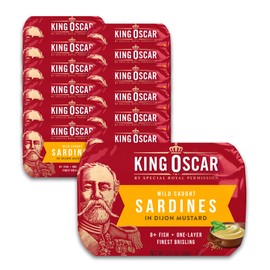 King Oscar Premium Sardines in Dijon Mustard, 3.75 Ounce Cans (Pack of 12), Wild Caught Canned Sardines