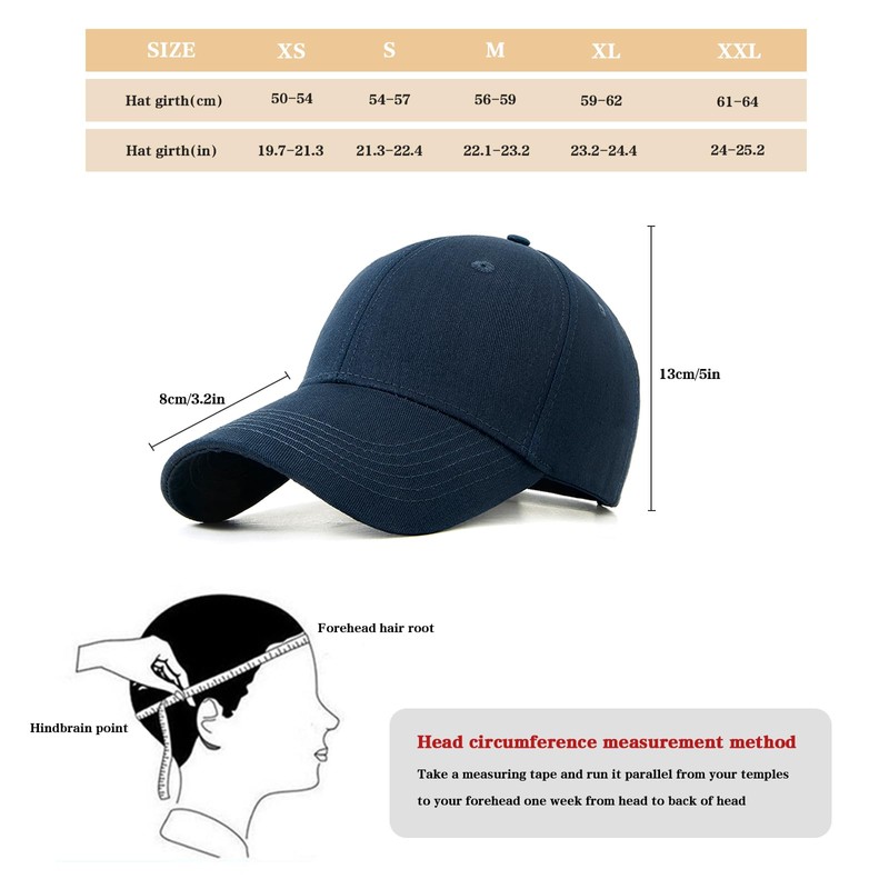 Navy Blue Baseball Cap Men Women Adjustable Dad Hat Plain