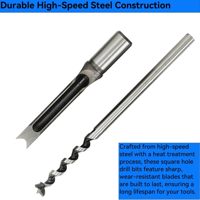 AeKeatDa 6pcs Square Hole Mortise Chisel Drill Bit Tools, 5/8"