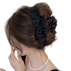 Hair Clip, Large Hair Claw, Large Firm, Chiffon, Princess Hairpin, Hair Dome-Clip, Popular for Women, Stylish, Elegant, Lightweight, Long Hair, Semi-Long, Can Be Used with Dense Hair