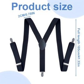 AOEVUIR 1 x Braces for Men, Extra Strong, Wide 3.5 cm with Very Strong 4 Metal Clips, Adjustable and Elastic, One Size for Men and Women, X Style, black