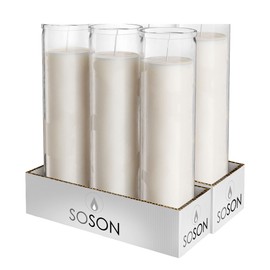 Simply Soson Citronella Candle - Citronella Scented Devotional Glass Jar Candles Ivory - 2x8 inch - 6 Pack - Outside Candles for Garden Yard Balcony, Summer Camping