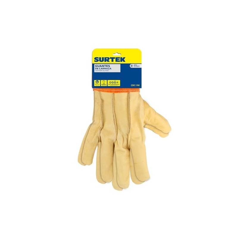 Surtek 137413 Guantes Cortos de Operador Piel de Res