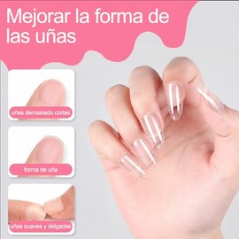 600 Pcs Uñas Postizas Transparentes con Kit 4pzs Manicure y Limas, Falsas Nail Tips Almendra Cortas 12 Tamaños, Soft Gel Tips Acrilicas Postizas,Acaba