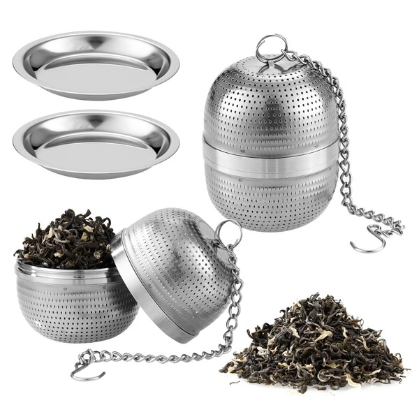Pack of 2 tea strainers for loose tea, tea infuser for loose tea, tea strainer, stainless steel, exquisite tea brewer strainer ball, can be used for teapot, tea cup, kitchen cooking.