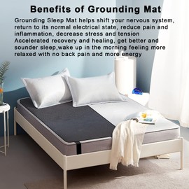 Grounding Mat UK for Bed Breathable Therapy Earthing Mat PU Grounding Sheet for Better Sleep, Anxiety Relief, Rain Relief (136×180cm) (68×180cm)