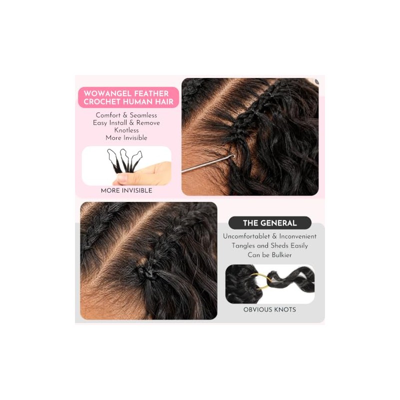 WOWANGEL Kinky Curly Crochet Hair Extensions,14 Inch,Natural Black,1 Pack