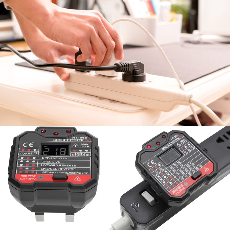 Socket Tester Digital Display Office Leakage Test Portable Plug Detector