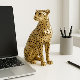 Rocking Gifts Gold Leopard Cheetah Polyresin Ornament 23cm