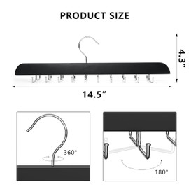 ICEICE Upgraded Tie Rack Hanger for Men with 20 Foldable Metal Hooks, Space-Saving Organizer for Belts, Bras, Scarves & Tank Tops – Large Capacity Necktie and Belt Holder for Closet – Black (2)