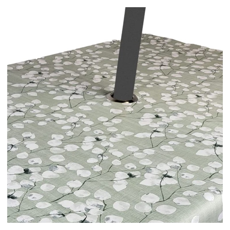Karina Home Outdoor Garden Tablecloth with Parasol Umbrella Hole Sage
