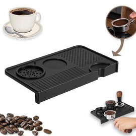 Espresso Tamping Mat,Silicone Tamping Mat,10.4 in. x 5.5 in.Coffee Machine Accessory,Waterproof and Heat Resistant Black