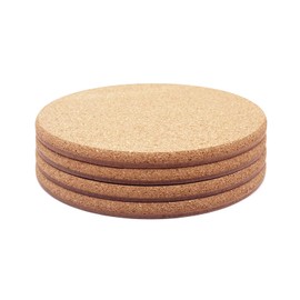 KITLAB Cork Plant Coasters, Double Layers Hard Thick Cork Planter Coaster, 6 Inch Absorbent Cork Plant Mats, Cork Trivets for Hot Dishes, Cork Plant Coasters for House Plants, 4 Pcs