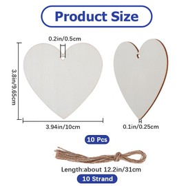 GORGECRAFT Pack of 10 Heart Ornaments Made of Unpainted Wood Wooden Hearts Craft Set Rustic Unfinished Wooden Craft Set with Pre-Drilled Holes for Hanging Decoration Embellishments DIY Home Decoration