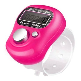 SellerTree Digital Finger Tally Counter, Tasbeeh Electronic Handheld Clicker Row Counting with LED Display, 5 Digit Portable Knitting Crochet Lap Tracker, Sports (Pink)