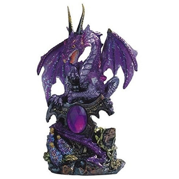 Le Elegant 7871351 Purple Dragon Standing with Sword On Rock Collectible Figurine Statue