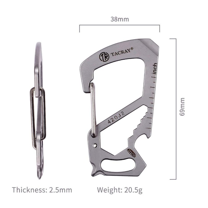 TACRAY Compact Carabiner Keychain Clip, Titanium EDC key holder, Anti-Lost