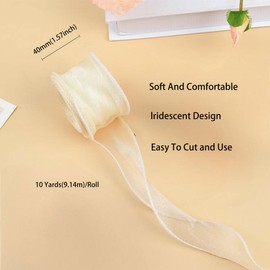 30 Yards Fishtail Organza Ribbon, 1.57 in Wide Fabric Sheer Ribbon, 3 Color Fishtail Yarn Ribbons, for Flowers Bouquet Packaging Present Wrapping Wedding Decoration ﻿