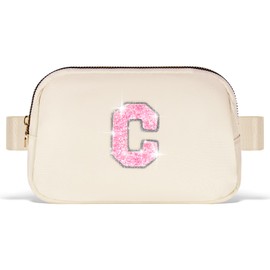 Uygafly Fanny Pack Belt Bag Crossbody Bags with Initials Letter Patch Trendy Stuff for Teens Cute Stuff Birthday Gifts for Teenager Girls | Khaki,Initial C