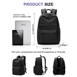 VGCUB Black School Backpacks Travel Book Bag Waterproof Work Light Aesthetic College Backpack for School Girls Boys Teens Mochilas Escolares Para Niñas Casual Daypack for Women Men