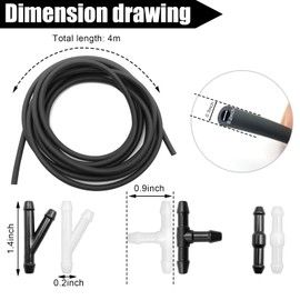Windshield Washer Hose Kit, Washer Fluid Hose 4Meter with 12Pcs Hose Connectors, Car Windshield Washer Hose Repair Accessories, Suitable for Most Windshield Washer Nozzle Installation