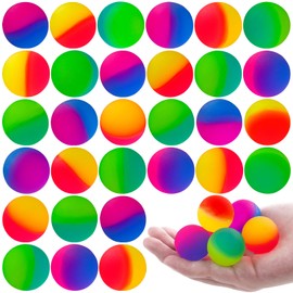 JOICEE 30pcs Bouncy Balls for Kids,32mm Rubber High Bouncing Balls in Bright Assorted Multi Colors Bounce Toys with Storage Bag for Boys Girls Party Favors Birthday Gifts Classroom Prizes