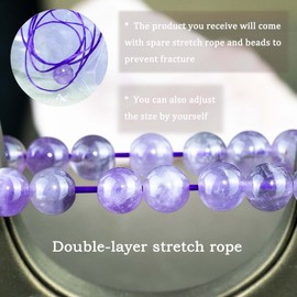 DAZCOLO Handmade Gem Bracelet 7.5" Stretch Gemstone 8mm Round Beads Crystals Quartz Unisex (lavender quartz)