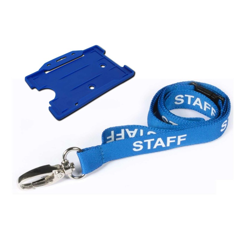 Customcard ltd® Blue Staff Lanyard Metal Clip with Blue ID