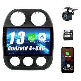 DVRMEDIA 4G+64G Android 13 Car Radio for Jeep Patriot Compass 2010-2016 with Carplay Android Auto, 10.1 Inch Touch Screen Car Stereo with Backup Camera,Bluetooth,GPS,Mirror Link,DSP FM Radio