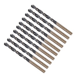 CoCud Twist Drill Bits 4.5mm Cutting Edge Titanium Nitride Coated High Speed Steel 4341 Round Shank for Stainless Drilling Machines 10pcs