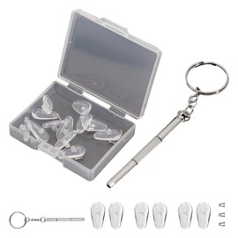 6 Paar Universelle Nasenpads-Ersatz, 15 mm, Einschraubbare Weiche Silikon-Luftkammer, Anti-Rutsch-Nasenkissen inkl. Schrauben und Mikro-Schraubendreher, Transparent – für Brillen und Sonnenbrillen