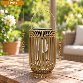 Solar Woven Hanging Lantern for Outdoor Decoration – Boho-Style LED Accent Light for Garden, Patio and Porch
