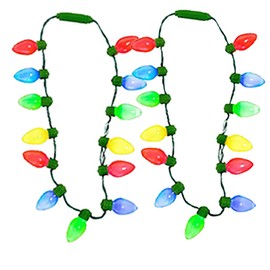 The Dreidel Company Light-Up Christmas Ornament Necklace, Christmas Party Favor Accessory for Kids and Adults, Indoor Outdoor Usage, 25" (2-Pack)