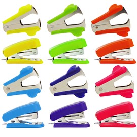 Desktop Mini Staplers, with Staple Remover, Heavy Duty, Non Slip, Ergonomic Jam Free, Hand Held Stapler Set, for Professional Home and Office - by Emraw (Pack of 6)