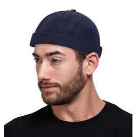 Initlove Mens Docker Hat Beanie Cap Vintage Brimless Sailor Hat for Street Hip Hop Navy