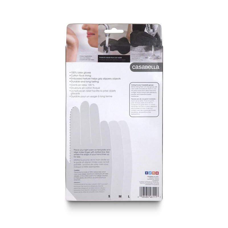 Casabella Premium Waterblock Latex Cleaning Gloves with Tapered Fit &
