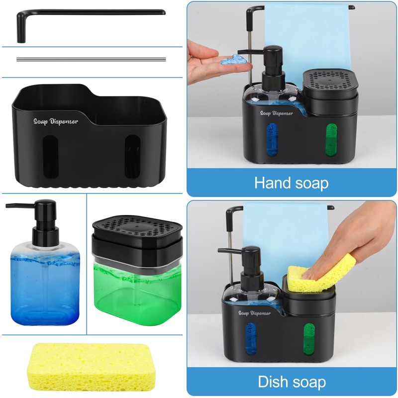 Richenda 4-in-1 Soap Dispenser with Dishcloth Hanger & Sponge Holder