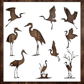 Crane Stencil - Bird Stencil, Bird Stencils, Bird Template - Awesome Stencils - Art Stencils for Painting on Wood, Canvas, Paper, Fabric, Wall, and Furniture 10x10 Inch