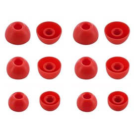 Rqker Ear Tips Compatible with Beats Solo Earbuds, 6 Pairs S/M/L Sizes Anti Slip Soft Silicone Earbuds Tips Ear Tips Replacement, Compatible with Beats Solo Buds Transparent Red