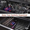WORKPRO Magnetic Socket Organizer, 1/4-Inch Drive Aluminum Alloy Socket Rail,