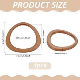 PH PandaHall 4pcs D-Shaped Wooden Purse Handle, Handbag Handle Decorative Bag Handles Smooth Purse Handle Replacement for Macrame Crochet Bag Handbags Straws Beach Canvas Purse Making, Camel