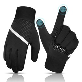 RIGWARL Warm Winter Kids Gloves Touchscreen, Water-Resistant Kids Black Gloves for Boys Girls Aged 2-10, Anti-Slip Toddler Winter Sports Gloves for Kids Biking Hiking Running Soccer Football School