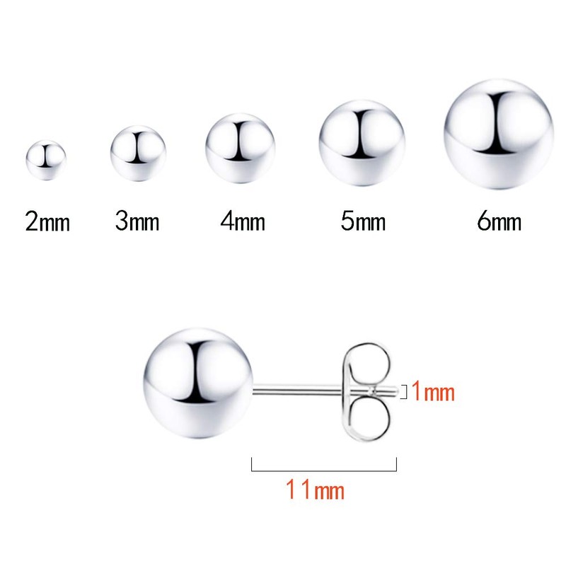 Small Silver Stud Earrings for Women: Hypoallergenic Sterling Silver Round