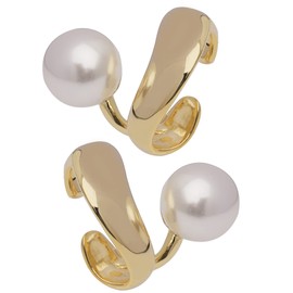 Cruyff Ear Cuffs, Ear Cuffs, Ear Cuffs, Earrings, Hypoallergenic, Pearl, Double Line, For Both Ears, Gold/Silver, Silver