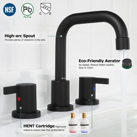 PARLOS Matte Black Widespread Bathroom Faucet with Metal Pop-up Drain and cUPC Supply Lines, 14136