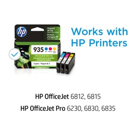 HP 935 Cyan, Magenta, Yellow Ink Cartridges (3-pack) | Works with HP OfficeJet 6810; OfficeJet Pro 6230, 6830 Series | N9H65FN